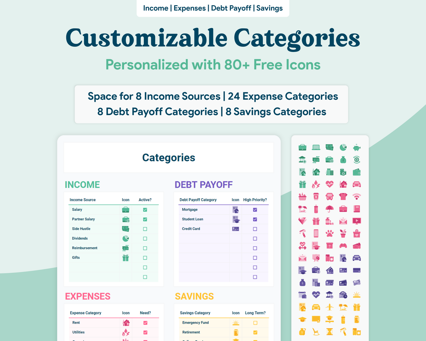 Beginner Budget GoogleSheets Spreadsheet | Light Mode