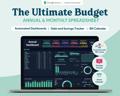 Ultimate Budget GoogleSheets Spreadsheet | Dark Mode