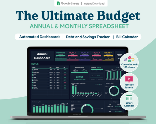 Ultimate Budget GoogleSheets Spreadsheet | Dark Mode