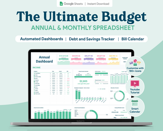 Ultimate Budget GoogleSheets Spreadsheet | Light Mode