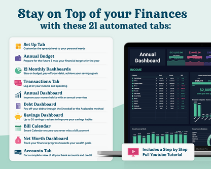 Ultimate Budget GoogleSheets Spreadsheet | Dark Mode