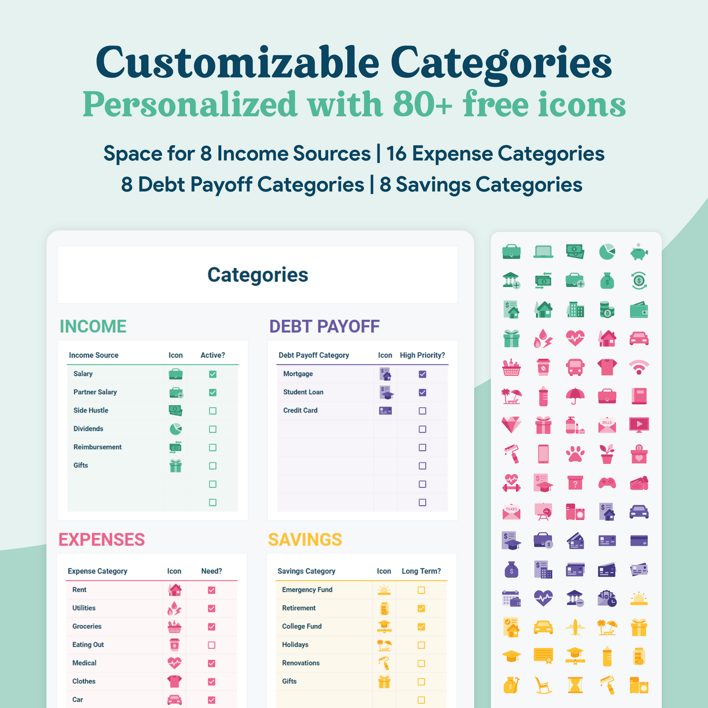 Annual & Monthly Budget GoogleSheets Spreadsheet | Light Mode