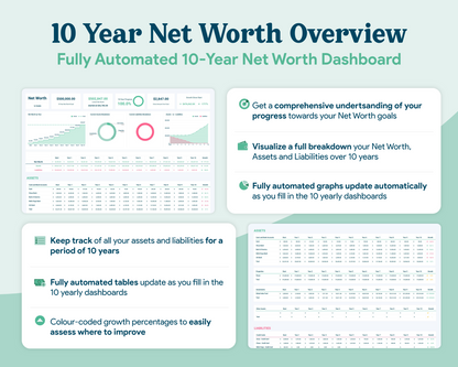 Net Worth Tracker GoogleSheets Spreadsheet | Light Mode