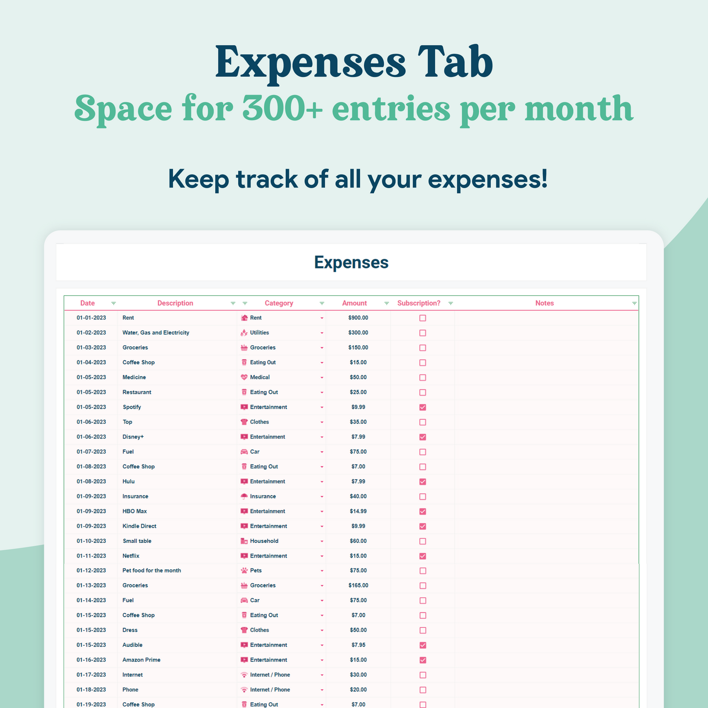 Annual & Monthly Budget GoogleSheets Spreadsheet | Light Mode